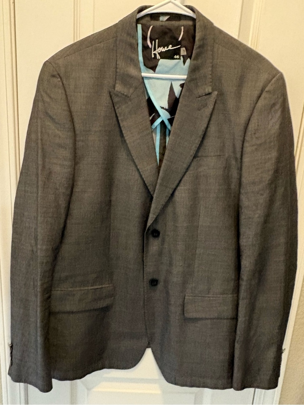 Men’s Hause of Howe Charcoal Grey Woven 2-Button Blazer Jacket Sz 44